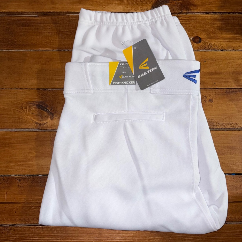 Easton Pro+‎ Knicker Baseball Pants Adult XXL White Royal Blue Piped A167105 NEW